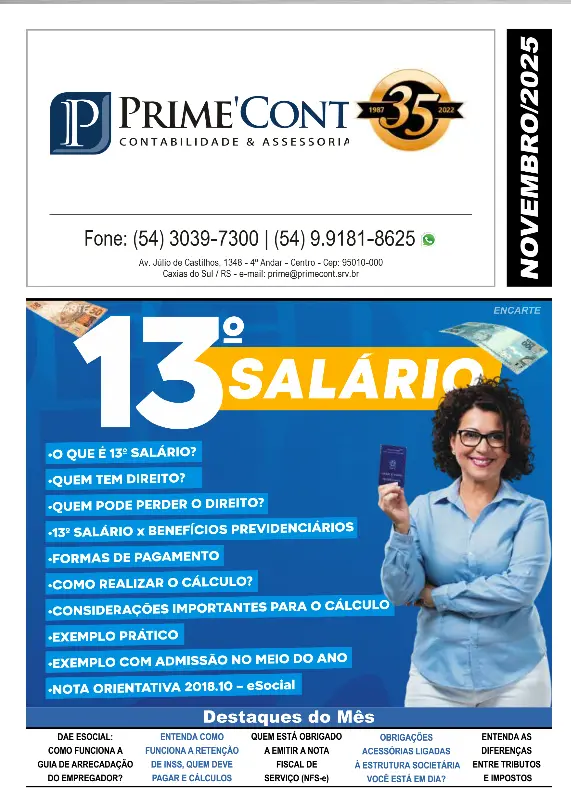Boletim Informativo Novembro - Escritório de Contabilidade em Caxias do Sul | Prime Cont